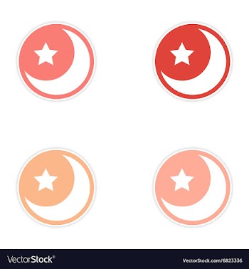 Assembly sticker logo moon and star on a white vector image