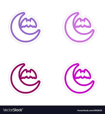 Assembly sticker new moon and a bat on white vector image