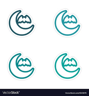 Assembly sticker new moon and a bat on white vector image
