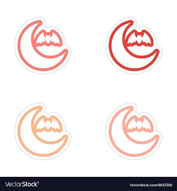 Assembly sticker new moon and a bat on white vector image