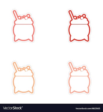 Assembly sticker pot of boiling potion on a white vector image