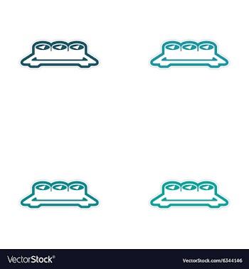 Assembly sticker serving of sushi rolls on a plate vector image