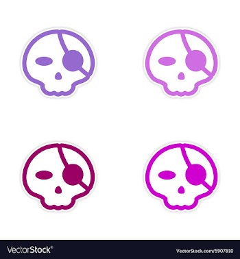 Assembly sticker stylish skull with eye patch on vector image