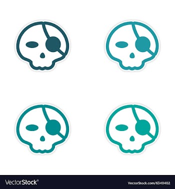 Assembly sticker stylish skull with eye patch on vector image
