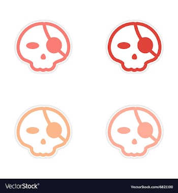 Assembly sticker stylish skull with eye patch on vector image