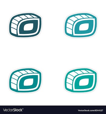 Assembly sticker Sushi roll on a bright white vector image