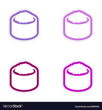 Assembly sticker sushi with caviar on a white vector image