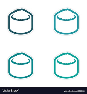 Assembly sticker sushi with caviar on a white vector image