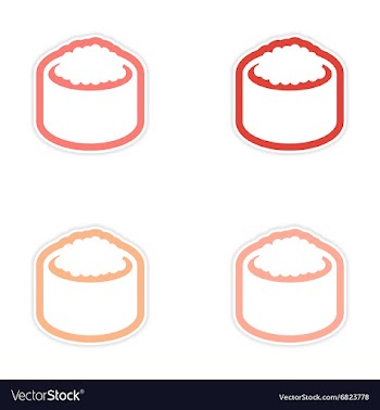 Assembly sticker sushi with caviar on a white vector image