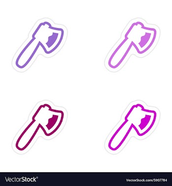 Assembly stickers bloody ax on a white background vector image