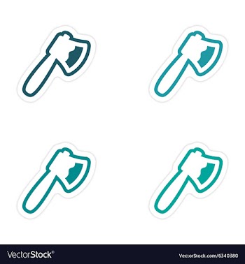 Assembly stickers bloody ax on a white background vector image
