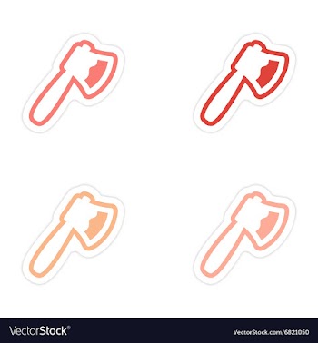 Assembly stickers bloody ax on a white background vector image