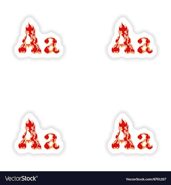Assembly stickers fiery font red letter A on white vector image