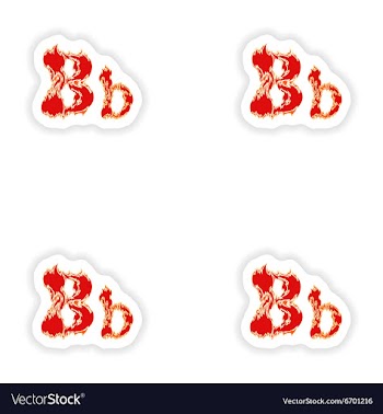 Assembly stickers fiery font red letter B on white vector image