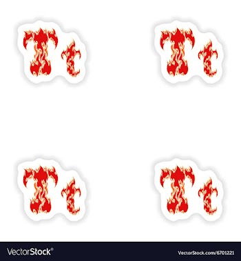 Assembly stickers fiery font red letter B on white vector image
