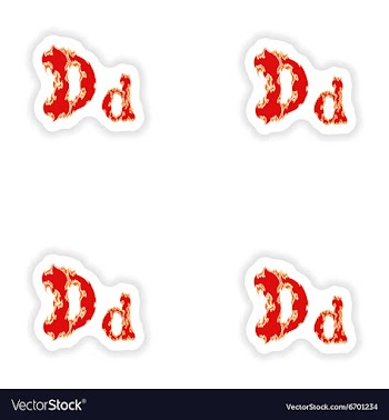 Assembly stickers fiery font red letter D on white vector image