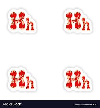 Assembly stickers fiery font red letter H on white vector image