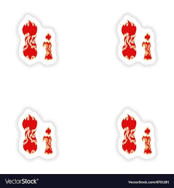 Assembly stickers fiery font red letter I on white vector image