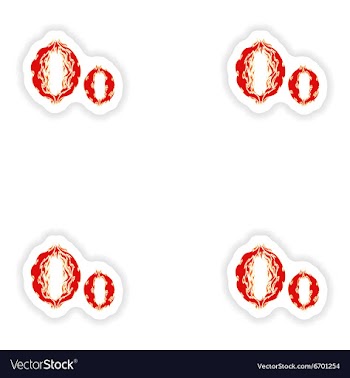 Assembly stickers fiery font red letter O on white vector image
