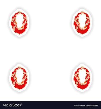 Assembly stickers fiery font red number 0 on white vector image