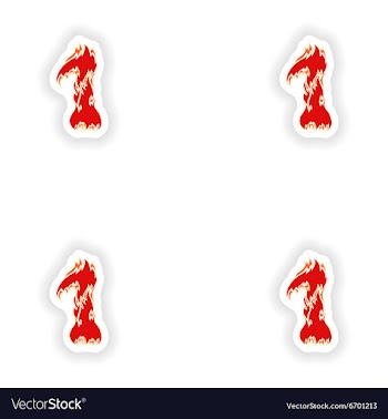Assembly stickers fiery font red number 1 on white vector image