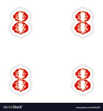 Assembly stickers fiery font red number 8 on white vector image