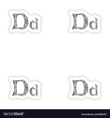 Assembly stickers Low poly letter D in gray mosaic vector image