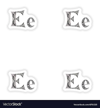 Assembly stickers Low poly letter E in gray mosaic vector image
