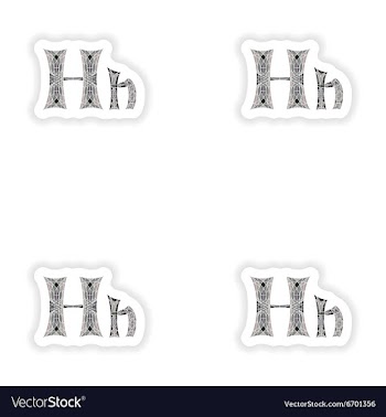 Assembly stickers Low poly letter H in gray mosaic vector image