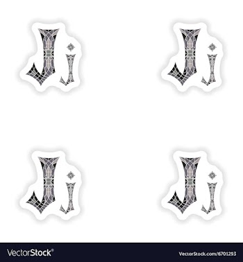 Assembly stickers Low poly letter J in gray mosaic vector image
