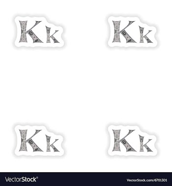 Assembly stickers Low poly letter K in gray mosaic vector image