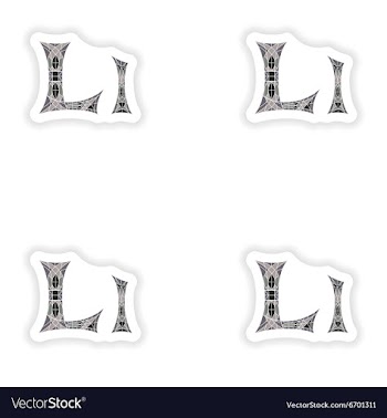 Assembly stickers Low poly letter L in gray mosaic vector image