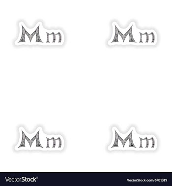 Assembly stickers Low poly letter M in gray mosaic vector image