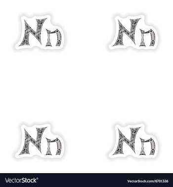 Assembly stickers Low poly letter N in gray mosaic vector image