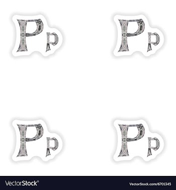 Assembly stickers Low poly letter P in gray mosaic vector image