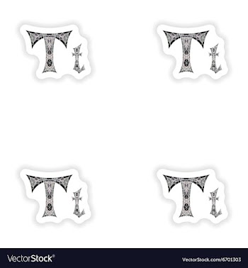 Assembly stickers Low poly letter T in gray mosaic vector image