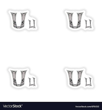 Assembly stickers Low poly letter U in gray mosaic vector image