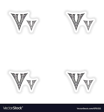 Assembly stickers Low poly letter V in gray mosaic vector image