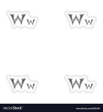 Assembly stickers Low poly letter W in gray mosaic vector image