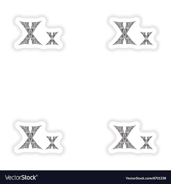 Assembly stickers Low poly letter X in gray mosaic vector image
