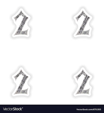 Assembly stickers Low poly number 2 in gray mosaic vector image