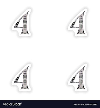 Assembly stickers Low poly number 4 in gray mosaic vector image