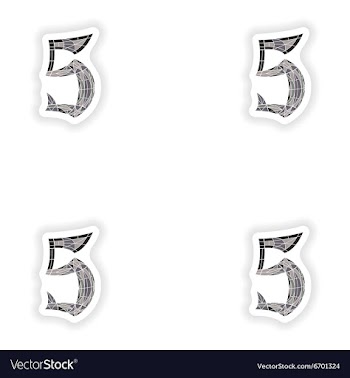 Assembly stickers Low poly number 5 in gray mosaic vector image