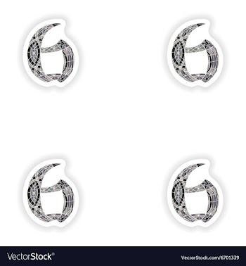 Assembly stickers Low poly number 6 in gray mosaic vector image