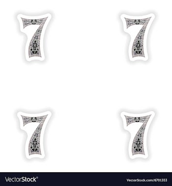 Assembly stickers Low poly number 7 in gray mosaic vector image