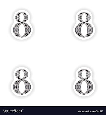 Assembly stickers Low poly number 8 in gray mosaic vector image