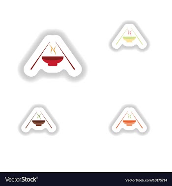 Assembly stickers on white miso soup and sticks vector image