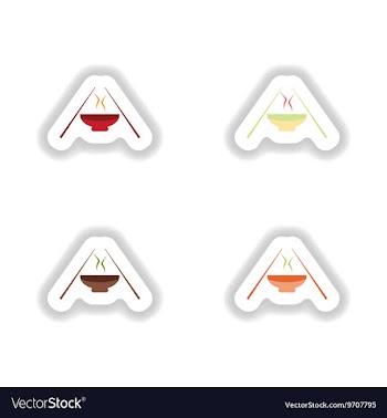 Assembly stickers on white miso soup and sticks vector image