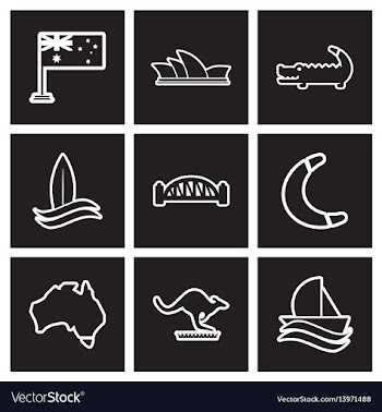 Assembly stylish black and white icons australia vector image