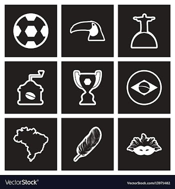 Assembly stylish black and white icons brazil vector image